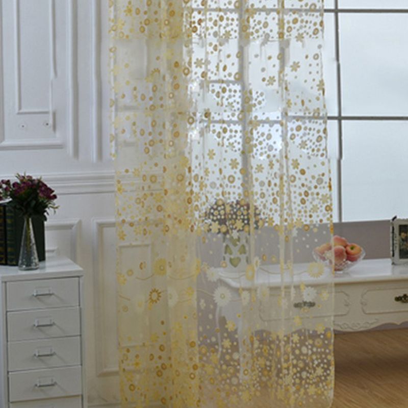 Sheer Curtain Innovative Elegant Translucent Floral Voile Drapes for Living Room Study Room Bedroom Yellow 100x250cm / 39.4x98.4in (Hooks)
