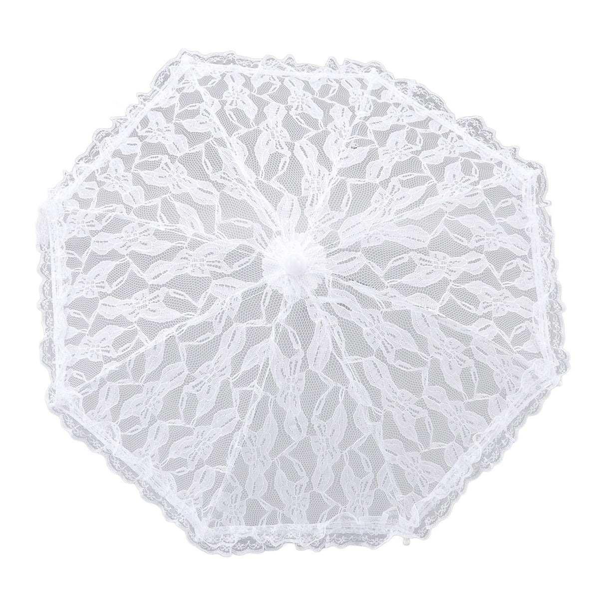 White Lace Parasol Umbrella J Handle Elegant Appearance Bridal Lace Umbrella for Wedding Party Decorations Prom