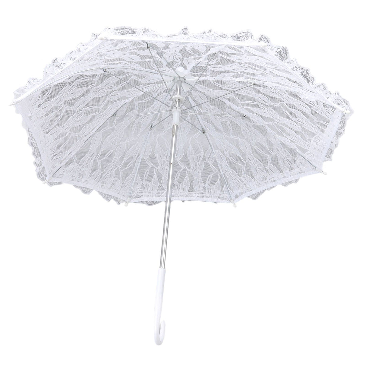 White Lace Parasol Umbrella J Handle Elegant Appearance Bridal Lace Umbrella for Wedding Party Decorations Prom
