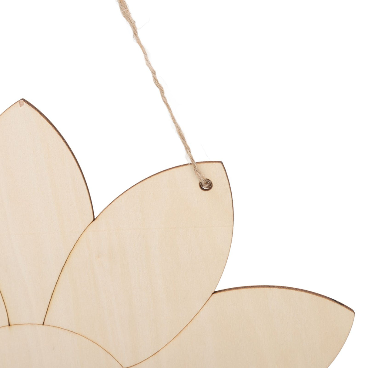 2pcs Wooden Flower Cutouts DIY Lotus Shape Unfinished Wooden Cutouts Home Garden Wood Chip Decor Pendant with 2 Hemp Rope