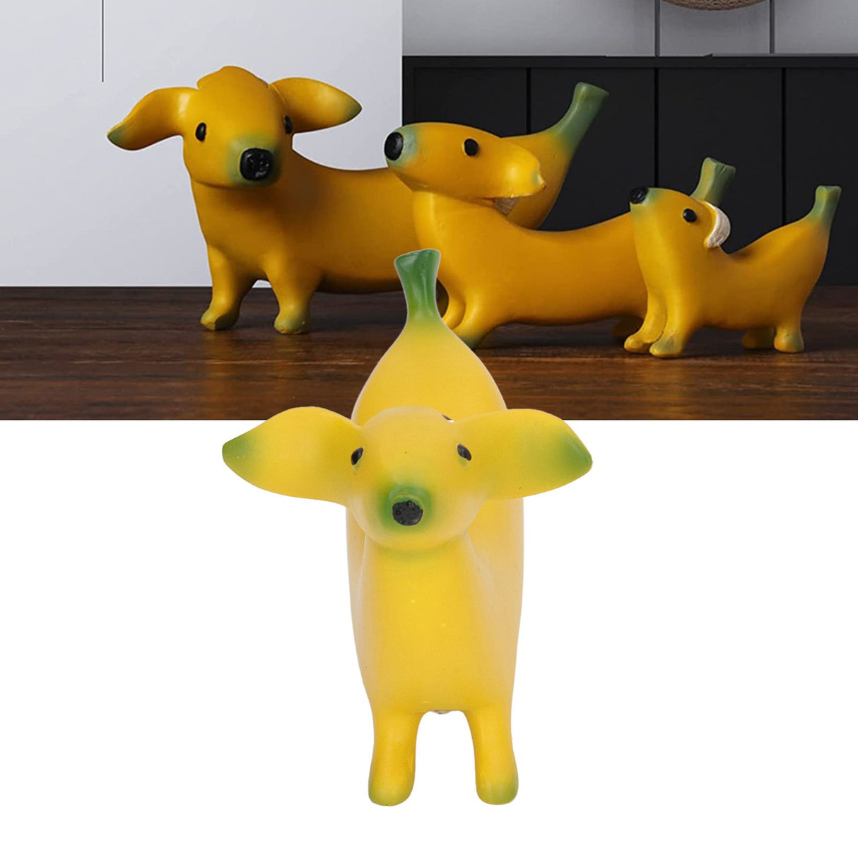 Banana Dog Sculpture Resin Funny Lovely Lightweight Banana Dog Art Decoration for Home Desktop M 13x8cm/5.1x3.1in