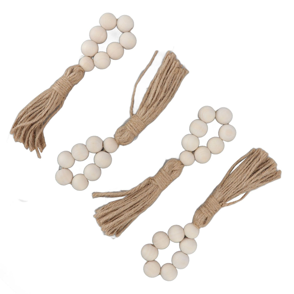 Napkin Ring Decorative Elegant Wood Beads Table Napkin Holder with Tassels for Party Wedding Home 4pcs