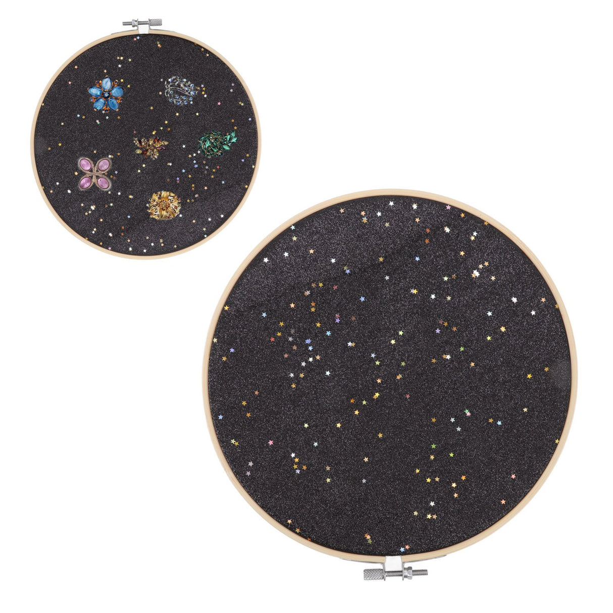 Brooch Display Black Bamboo Faux Leather 22cm Diameter Space Saving Decorative Practical Jewelry Storage Display