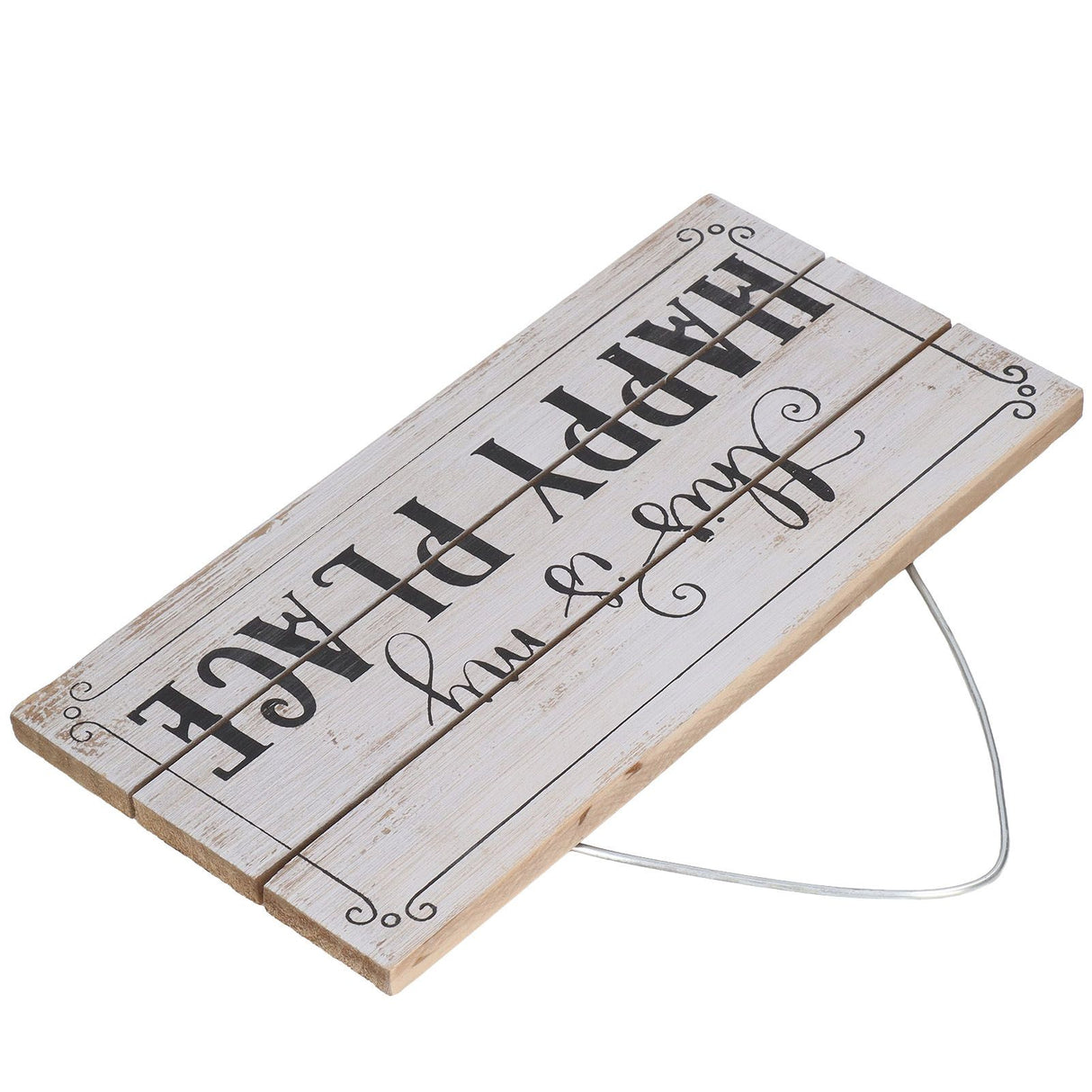 Decorative Wooden Sign Novel Waterproof Table Sign Hanging Decoration with Happy Place for Courtyard