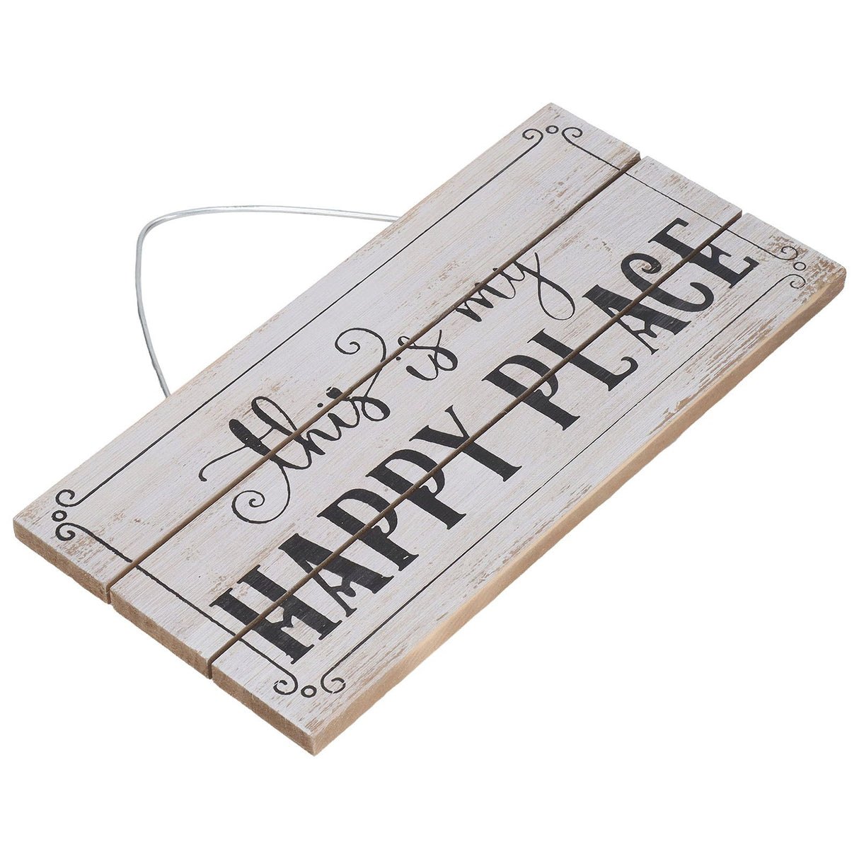 Decorative Wooden Sign Novel Waterproof Table Sign Hanging Decoration with Happy Place for Courtyard