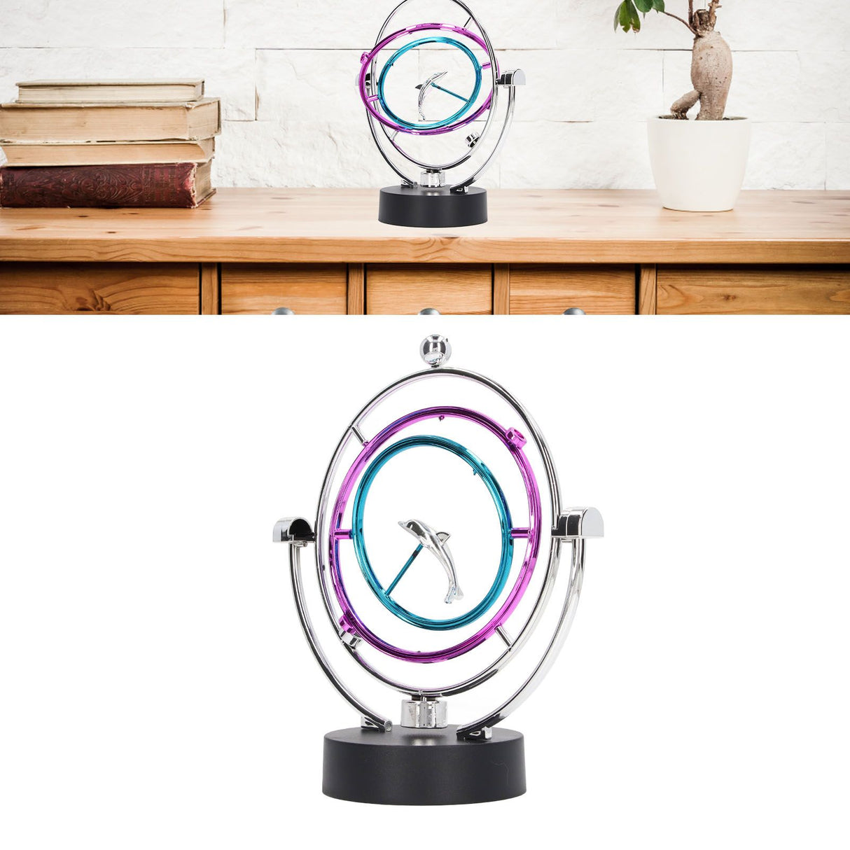 Perpetual Motion Toy Innovative Large Circle Dolphin Perpetual Swing Toy for Home Office