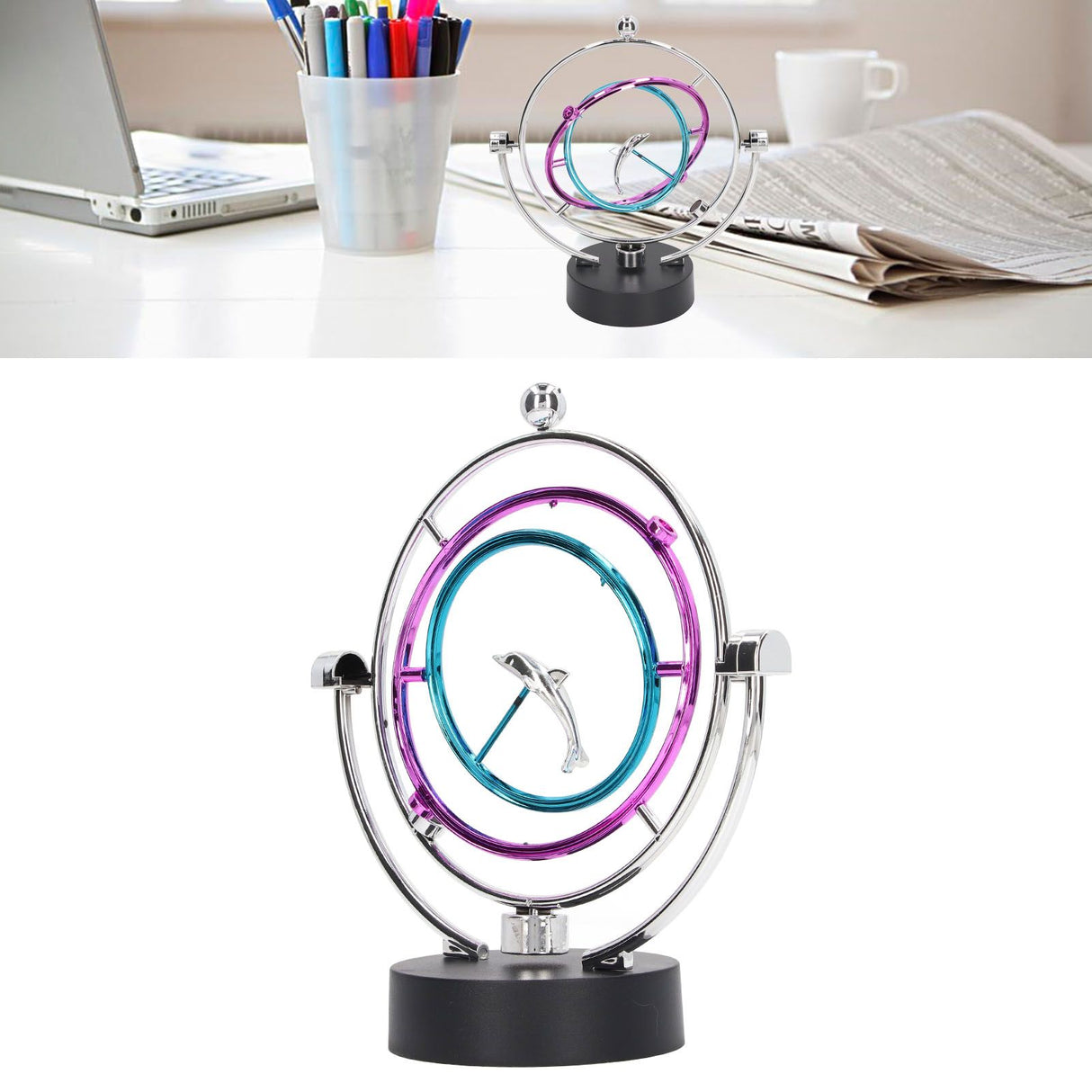 Perpetual Motion Toy Innovative Large Circle Dolphin Perpetual Swing Toy for Home Office