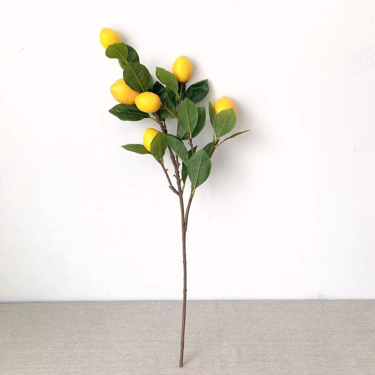 Artificial Lemon Branch 65cm Yellow Lemon Long Branches Leaves Green Plant for Living Room Model Room Decoration