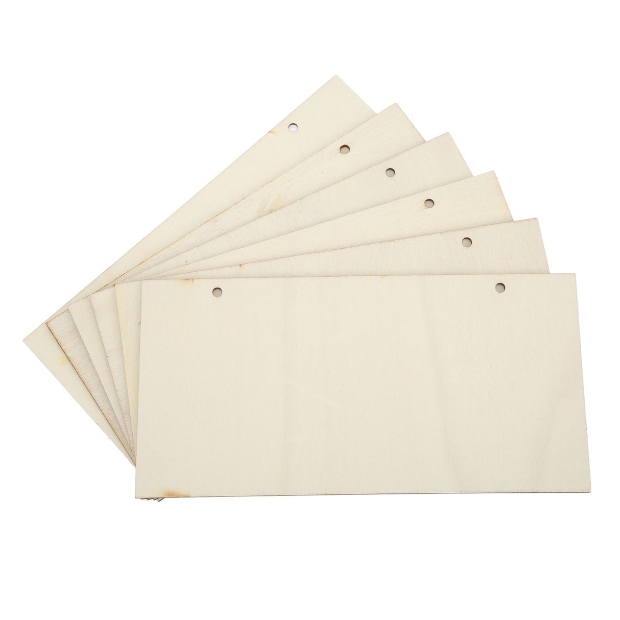 6pcs Blank Wooden Plaque Rectangle Decorative DIY Unfinished Wood Sign with Holes for Coffee Shop