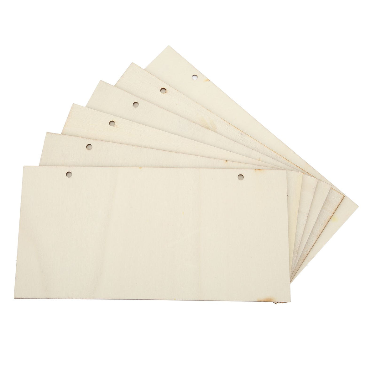 6pcs Blank Wooden Plaque Rectangle Decorative DIY Unfinished Wood Sign with Holes for Coffee Shop