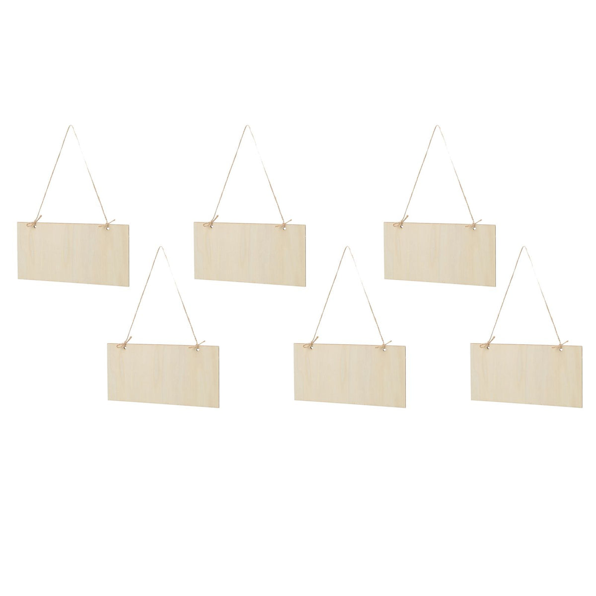 6pcs Blank Wooden Plaque Rectangle Decorative DIY Unfinished Wood Sign with Holes for Coffee Shop