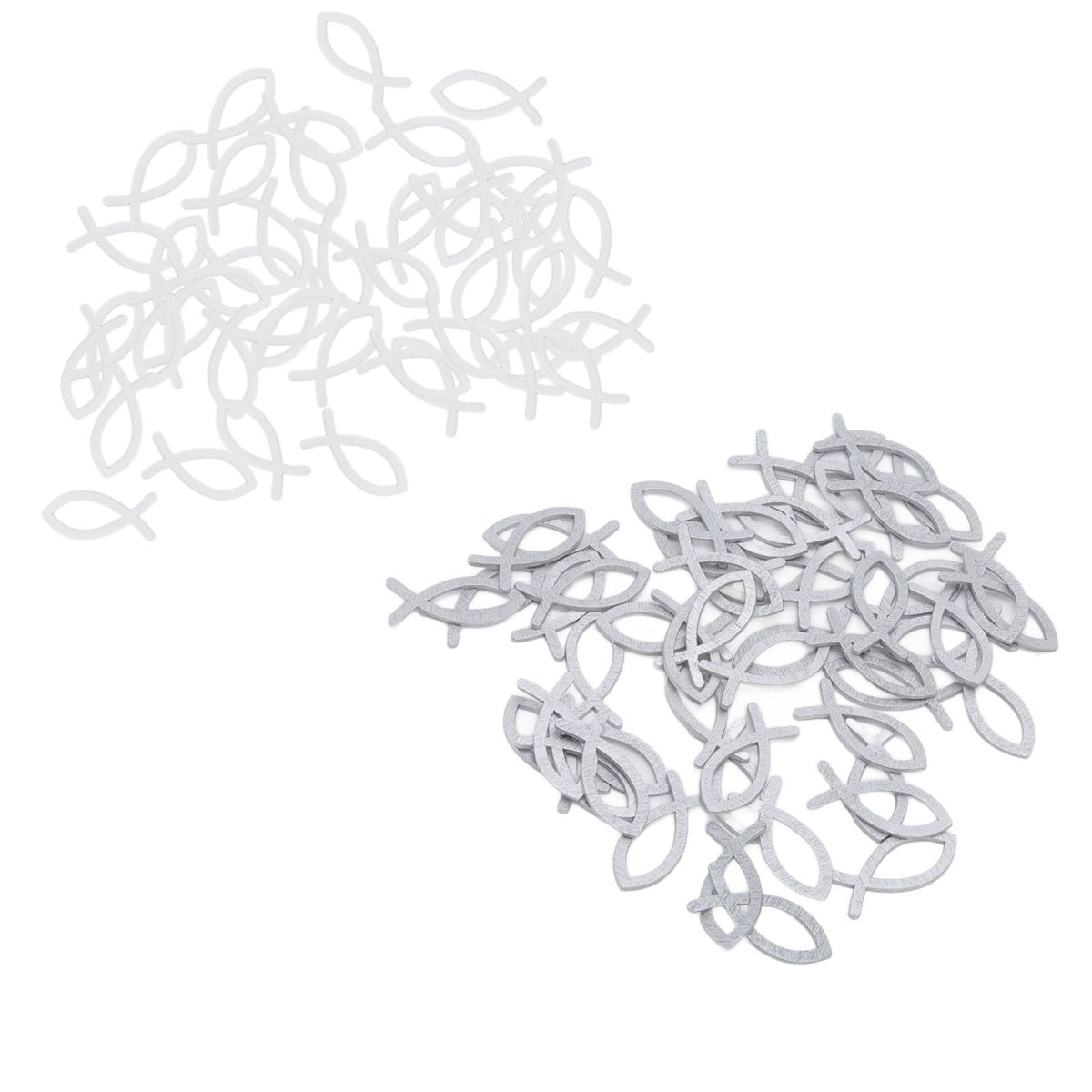 2 Packs Wooden Fish Decoration Good Decoration White Silver Fish Confetti for Christening Decoration Communion