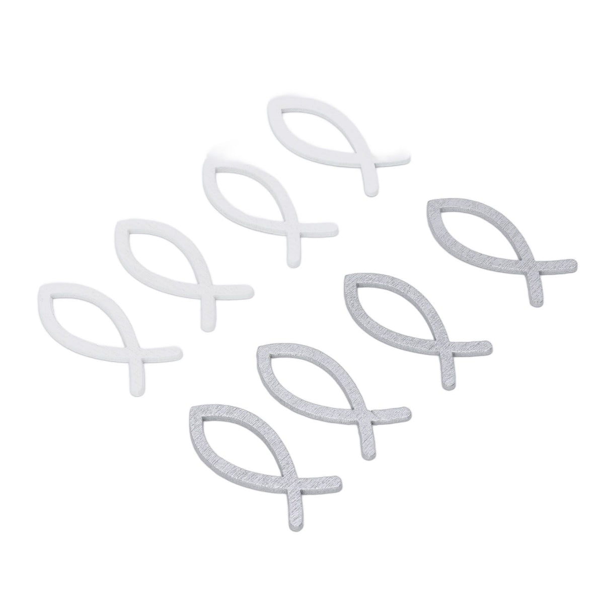 2 Packs Wooden Fish Decoration Good Decoration White Silver Fish Confetti for Christening Decoration Communion