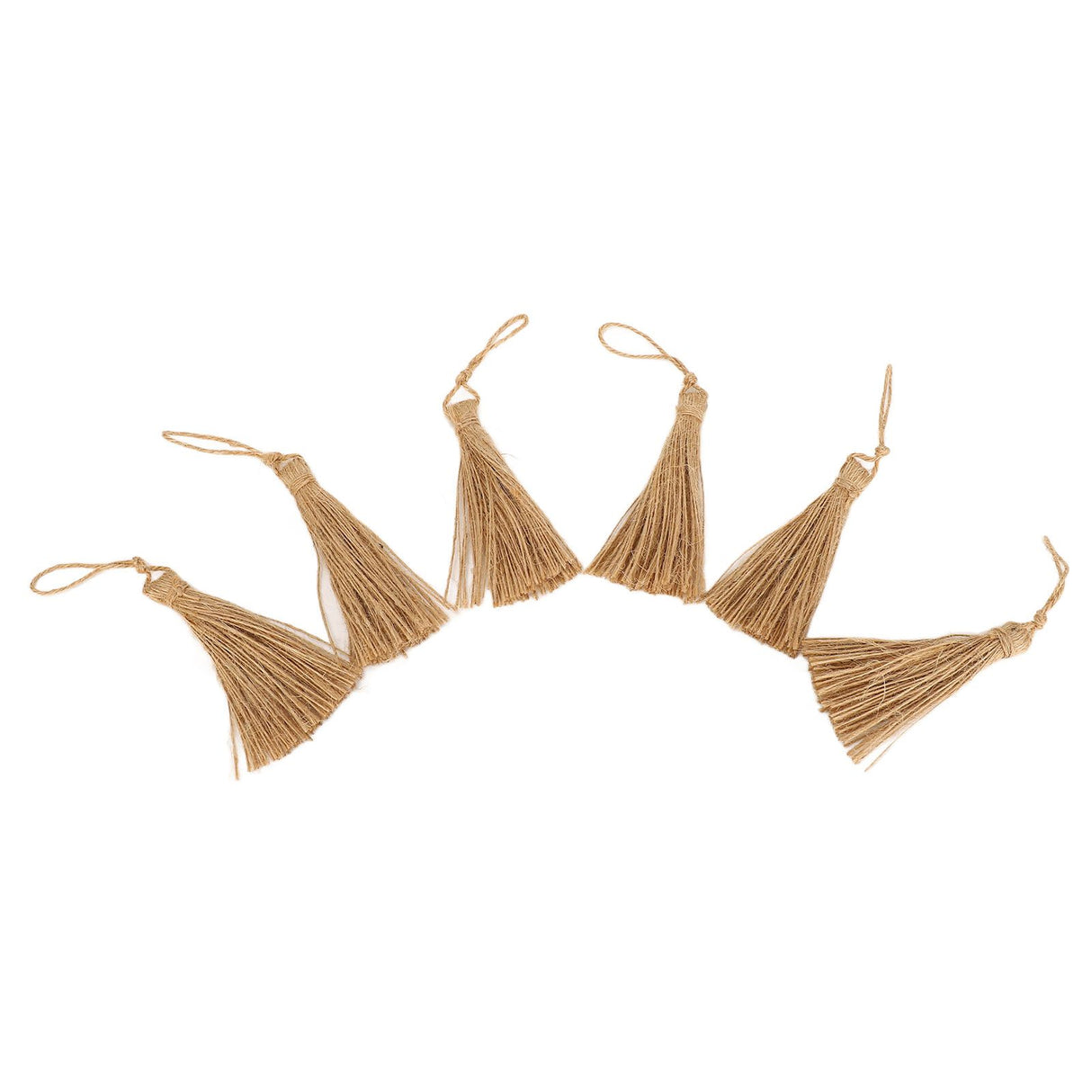 6Pcs Natural Jute Tassels Simple Rustic Style Natural Jute Widely Used Bookmark Tassels for Jewelry Curtain Craft