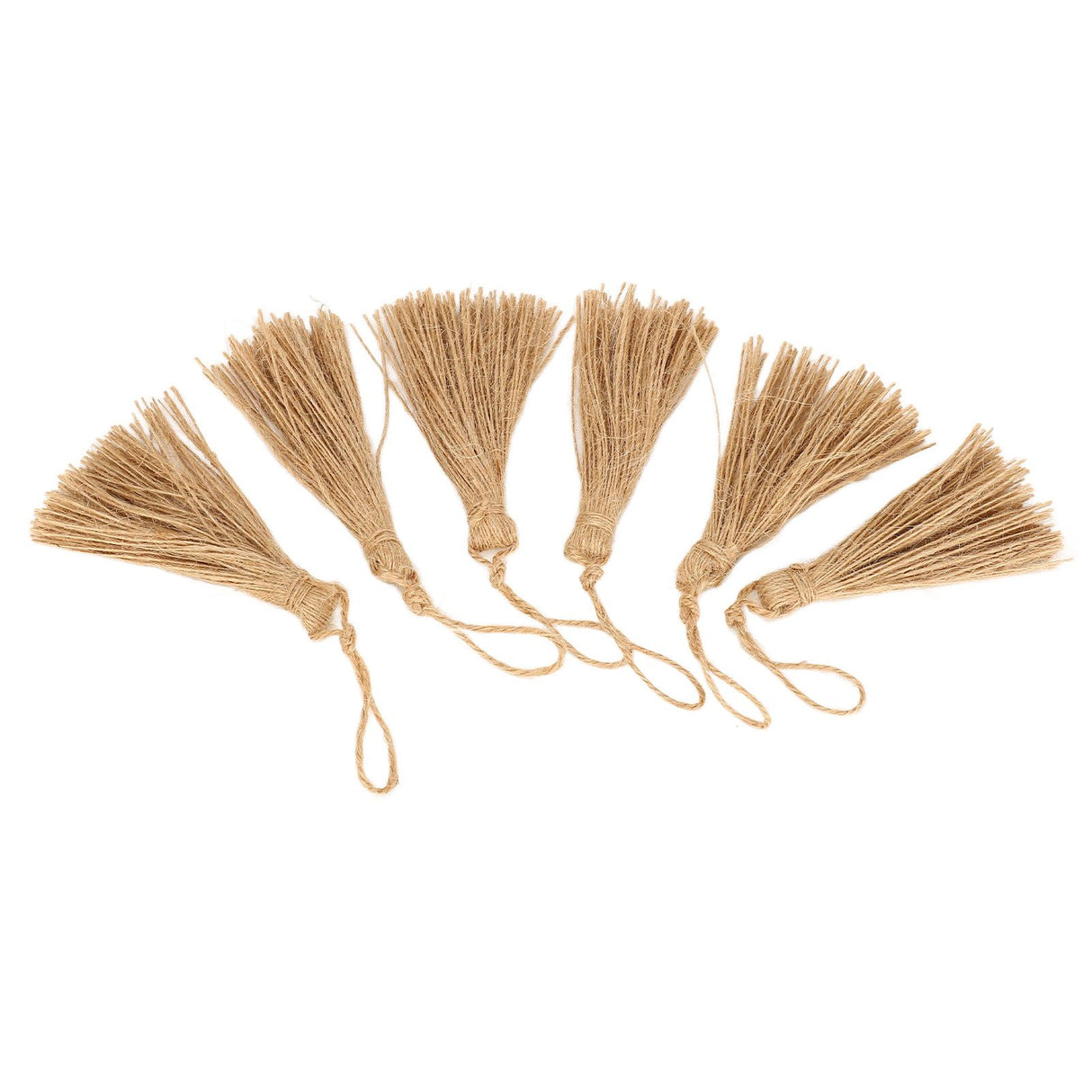 6Pcs Natural Jute Tassels Simple Rustic Style Natural Jute Widely Used Bookmark Tassels for Jewelry Curtain Craft