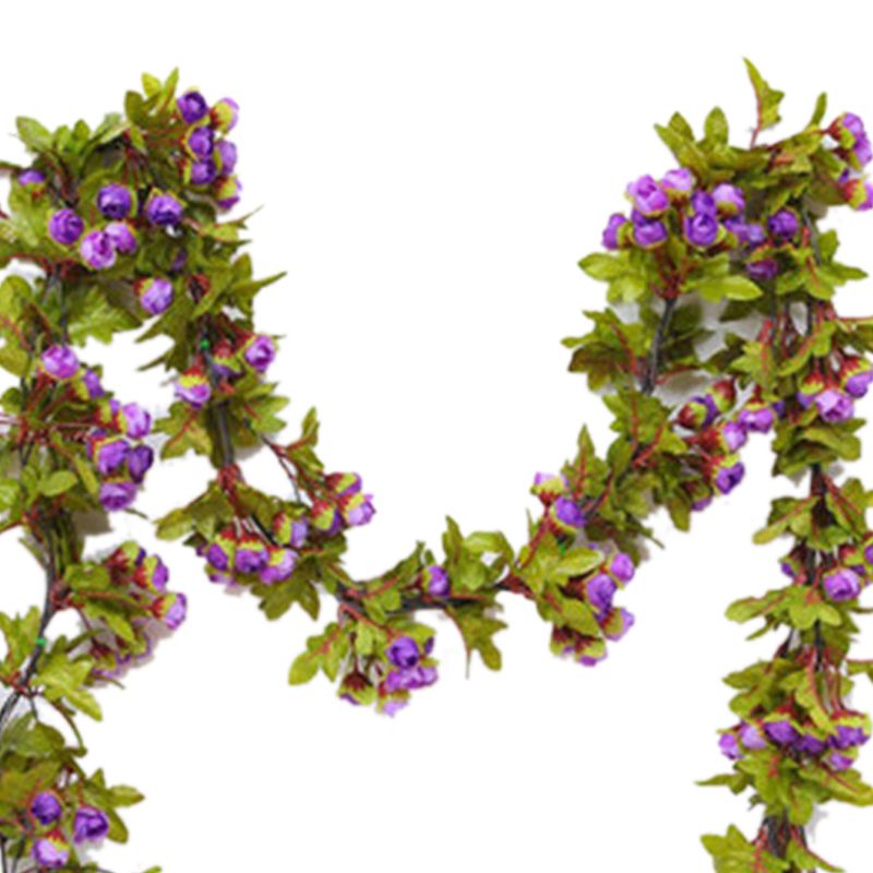 Artificial Roses Foliage Garland Hanging Guide Plastic Flower Vine Suspended Ceiling Decoration Purple