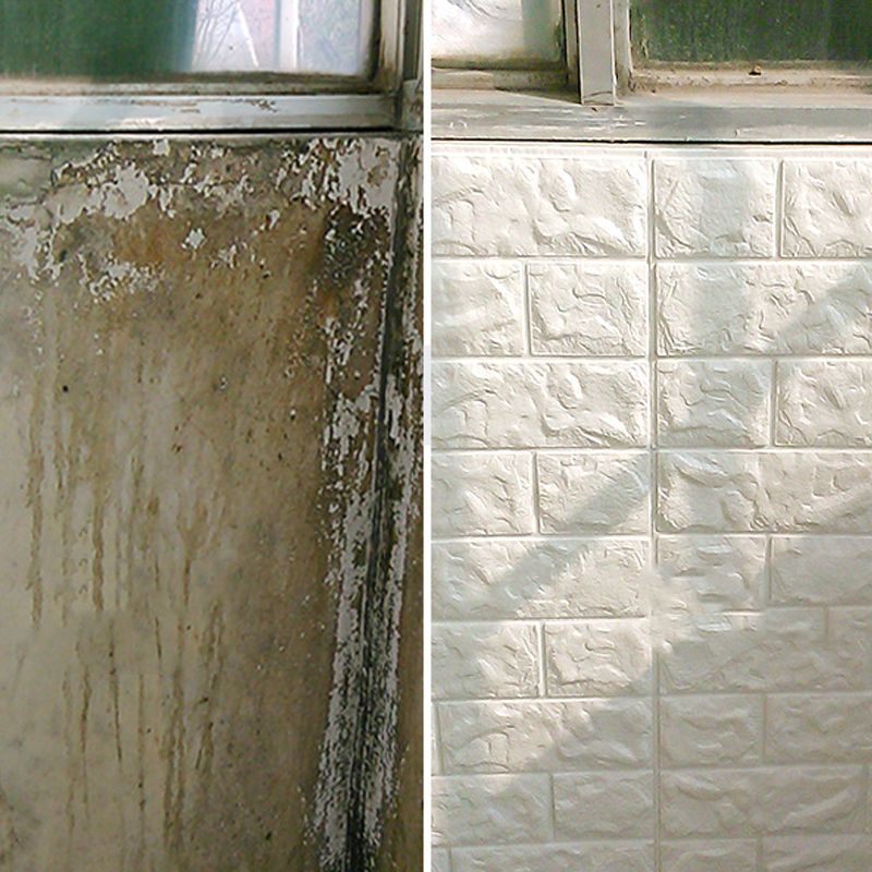 3D Brick Wall Stickers Self Adhesive Waterproof Prevent Collision DIY Faux Foam Brick Wall Panels for Bedroom Kitchen Standard 2.5mm/0.1in White