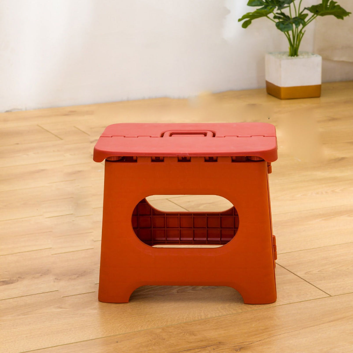 Folding Step Stool Portable Strong Space Saving Plastic Footstool for Adults and Kids Vintage Red