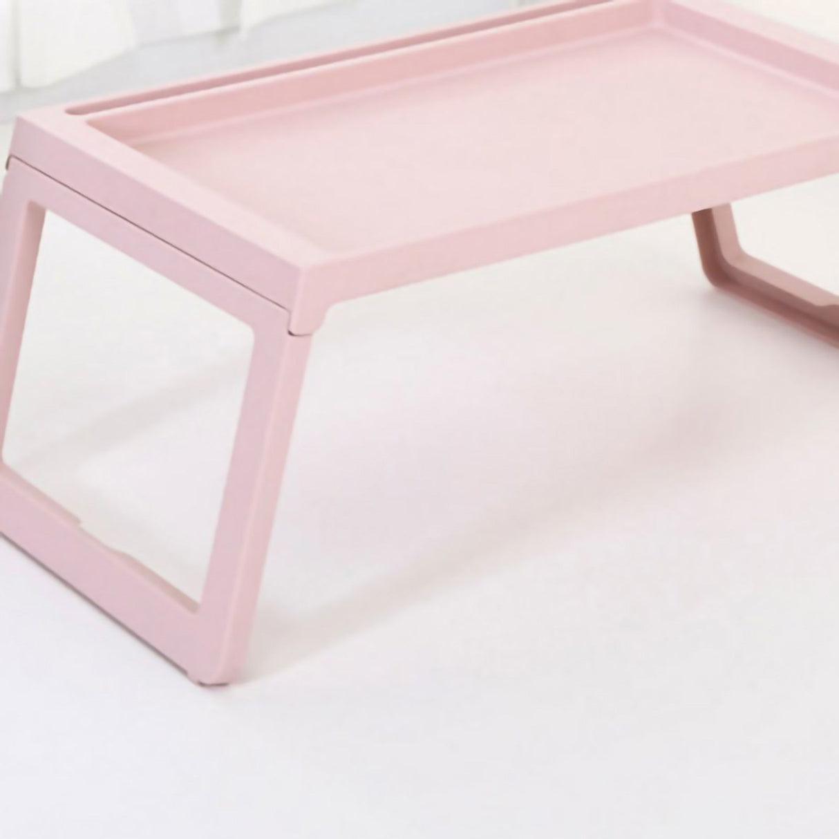 Laptop Bed Desk PP Folding Simple Downward Grooved Design Lap Desk Bed Table with Charging Hole for Bedroom Dorm Pink 68x35.8x27.5cm