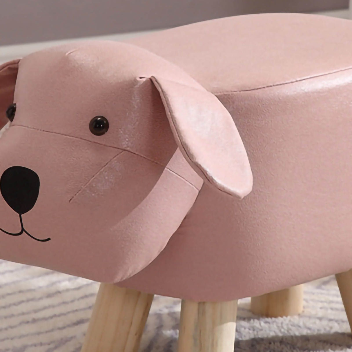 Children Wooden Low Stools Cute Cartoon Children Stool Small Dog Shape Stool for Home Kindergarten Pink