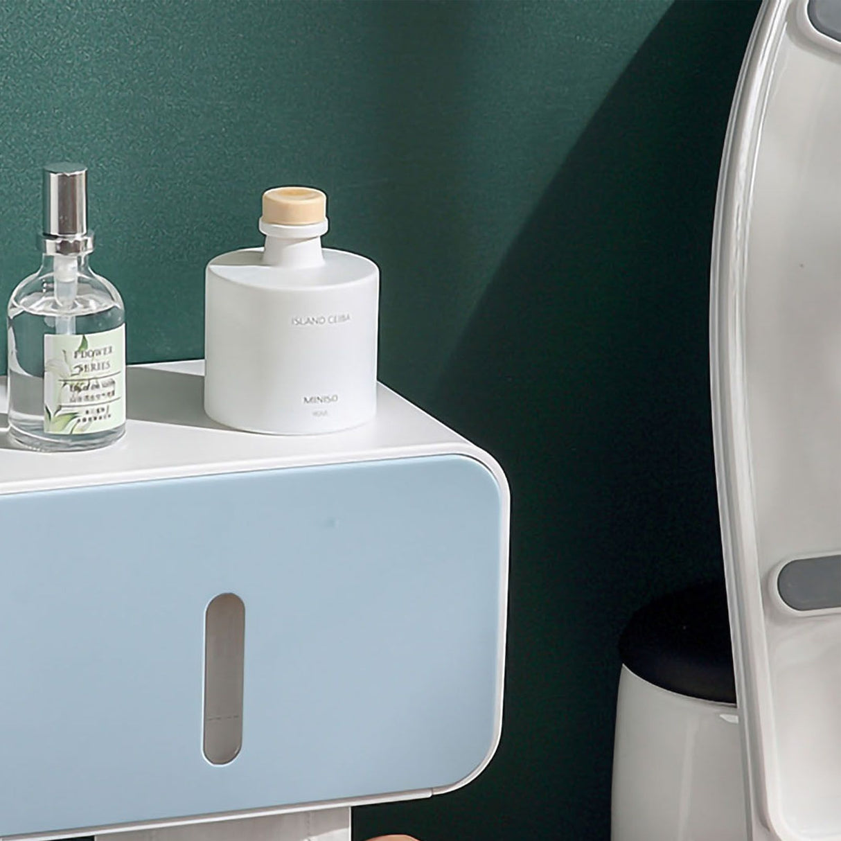 Wall Mounted Toilet Paper Holder PS ABS Waterproof Roll Paper Tissue Storage Box Bathroom Accessories Blue