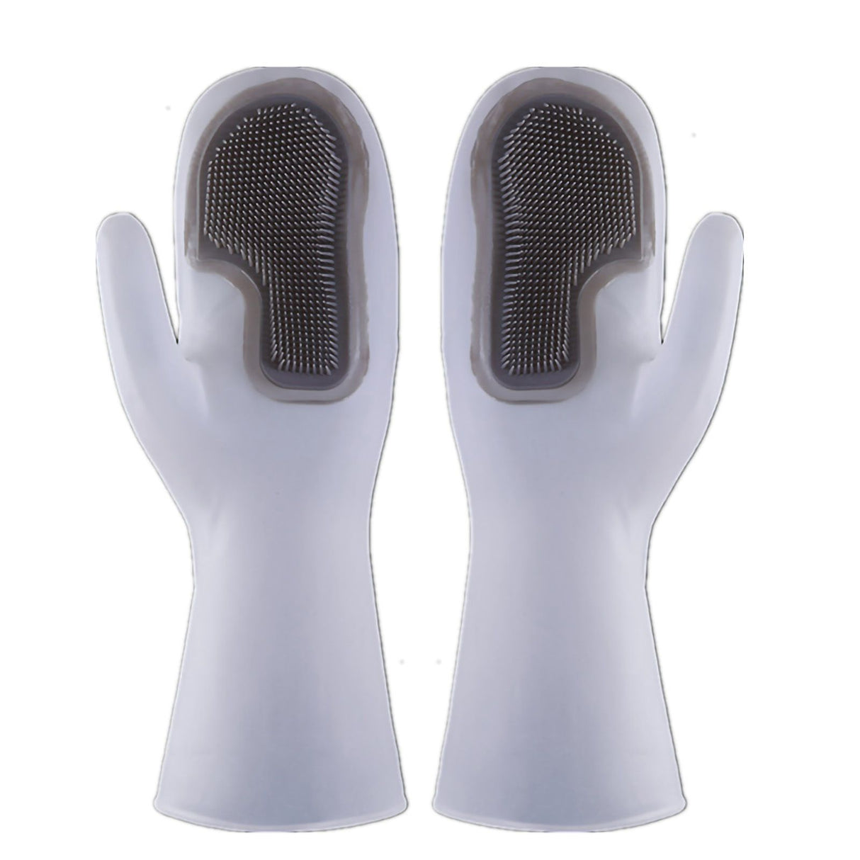 Dishwashing Scrubber Gloves Non Slip Waterproof Reusable Cleaning Scrubber Gloves Wear Resistant for Kitchen Gray