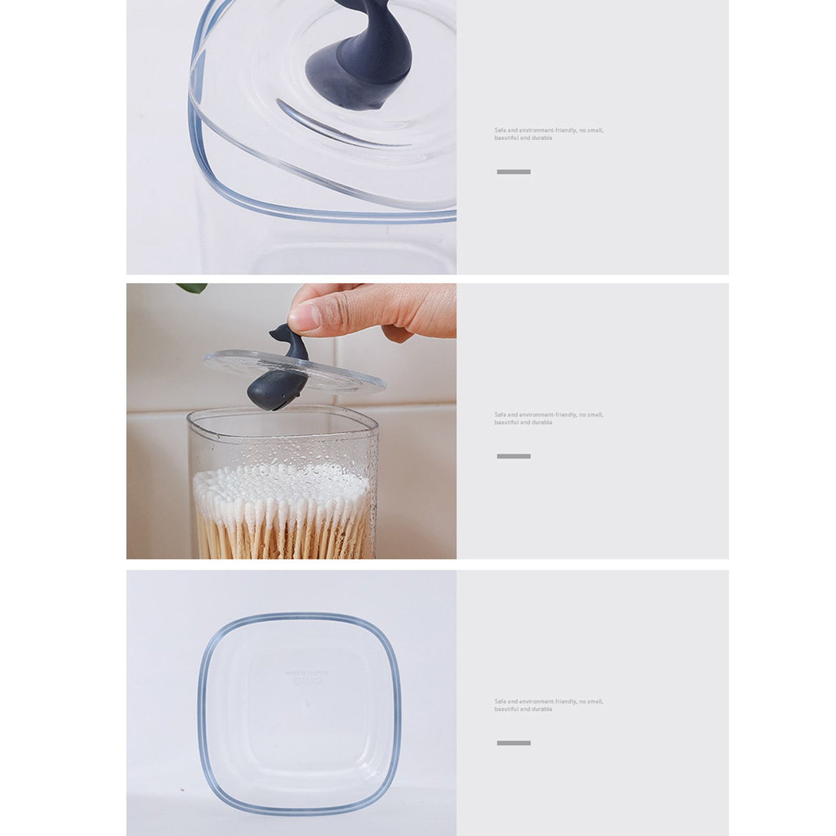 Bathroom Containers Multifunction Transparent Cotton Swabs Storage Canister with Lid for Home Whale