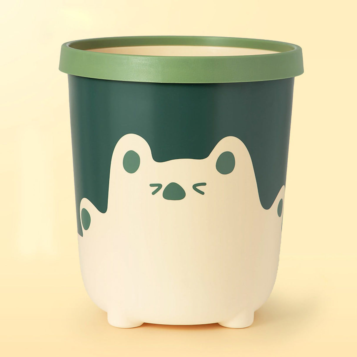 Trash Can Wastebasket Recycle Bin Cute Bear Pattern Large Capacity for Bathroom Bedroom Kitchen Living Room Small Yellow