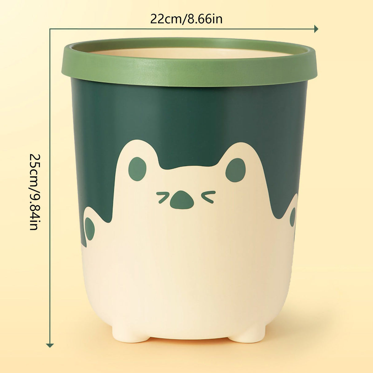 Trash Can Wastebasket Recycle Bin Cute Bear Pattern Large Capacity for Bathroom Bedroom Kitchen Living Room Small Yellow
