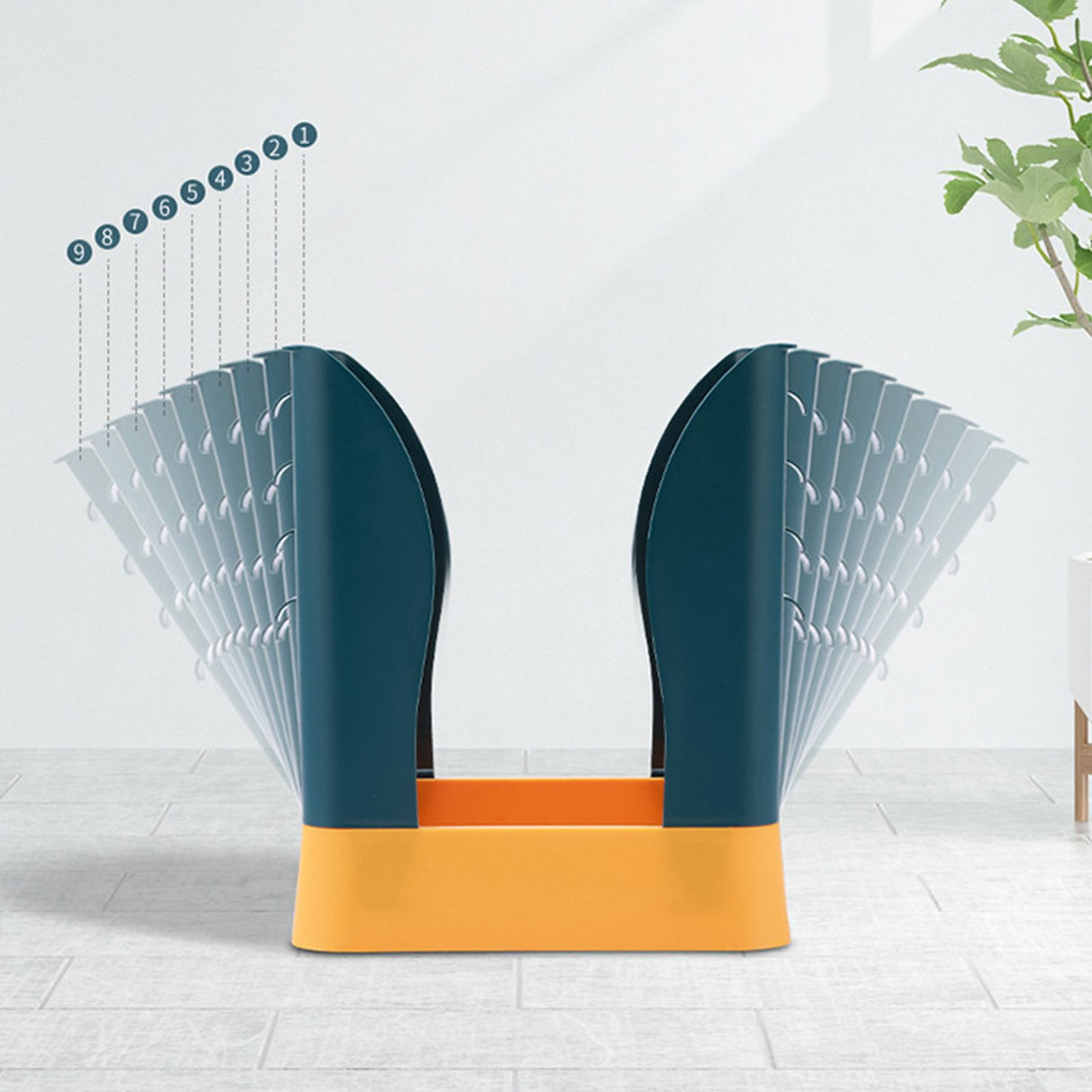 Plastic Garbage Can Expandable Trash Bag Holder Large Capacity for Kitchen Bathroom Blue and Yellow