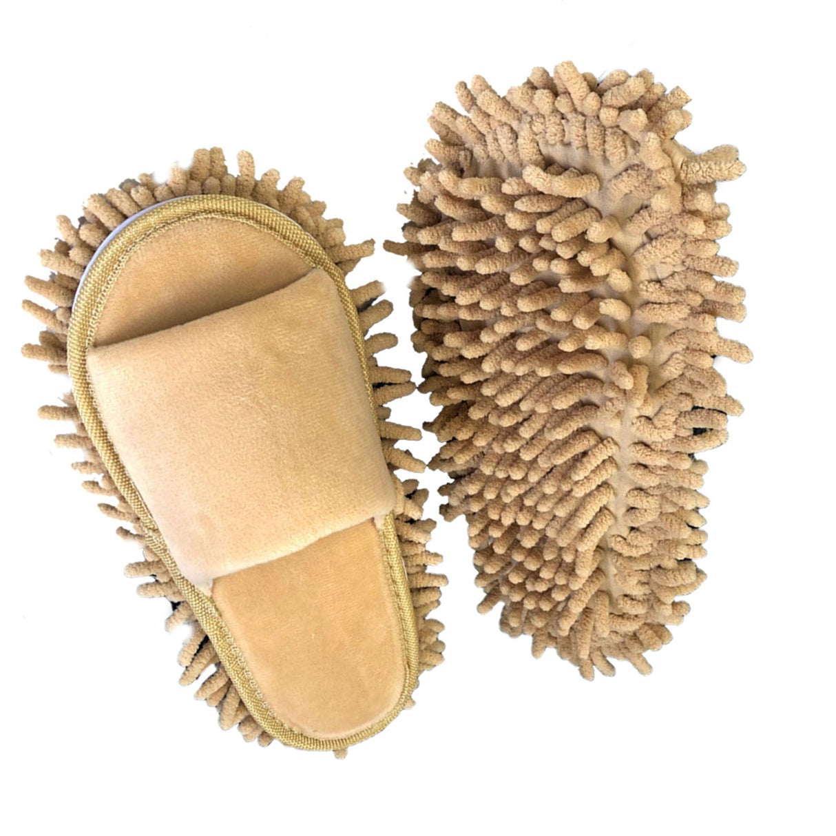 Floor Slippers Lazy Open Toed Mop Slipper Home Use Soft Pure Color Cleaning Slipper Beige M 39-41