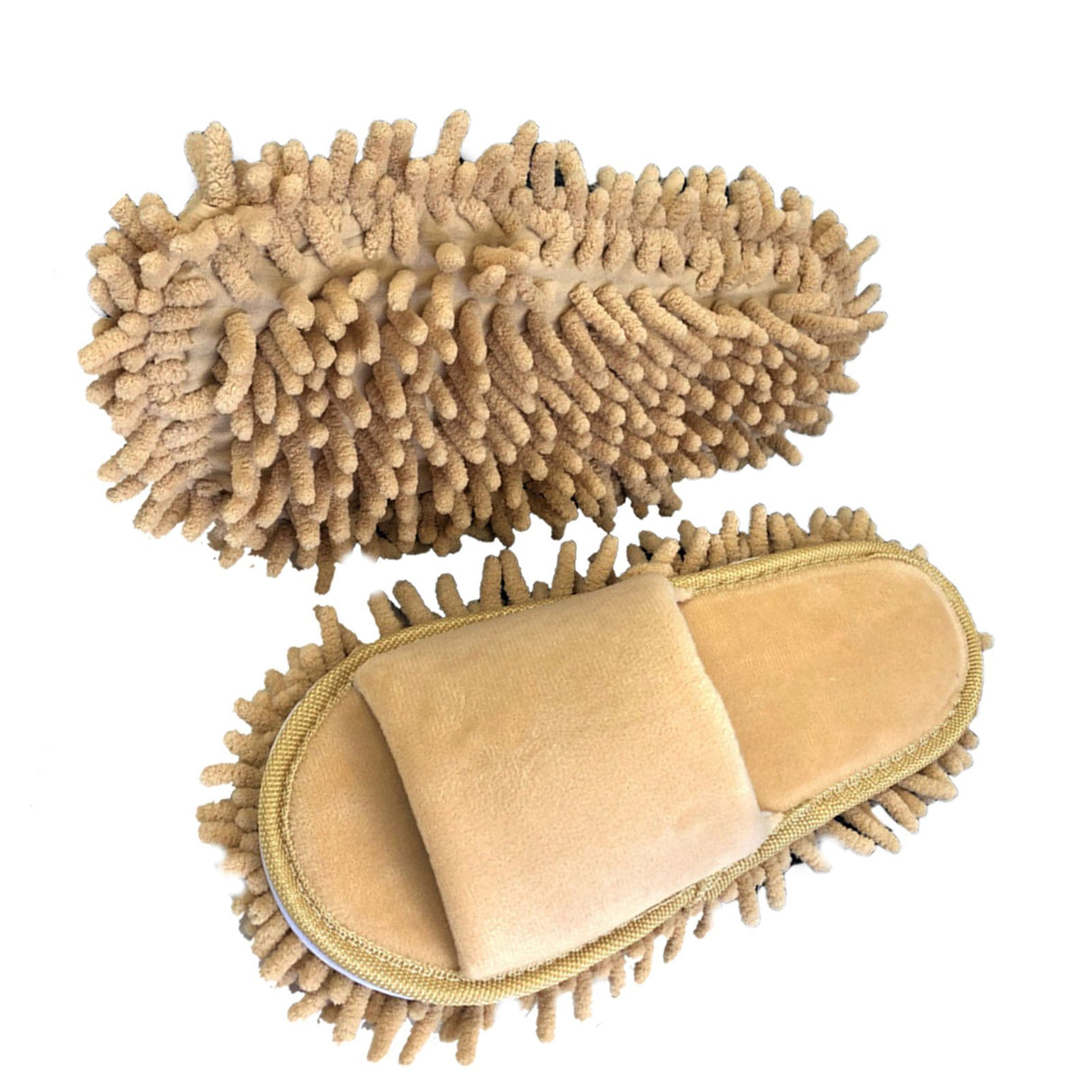 Floor Slippers Lazy Open Toed Mop Slipper Home Use Soft Pure Color Cleaning Slipper Beige M 39-41