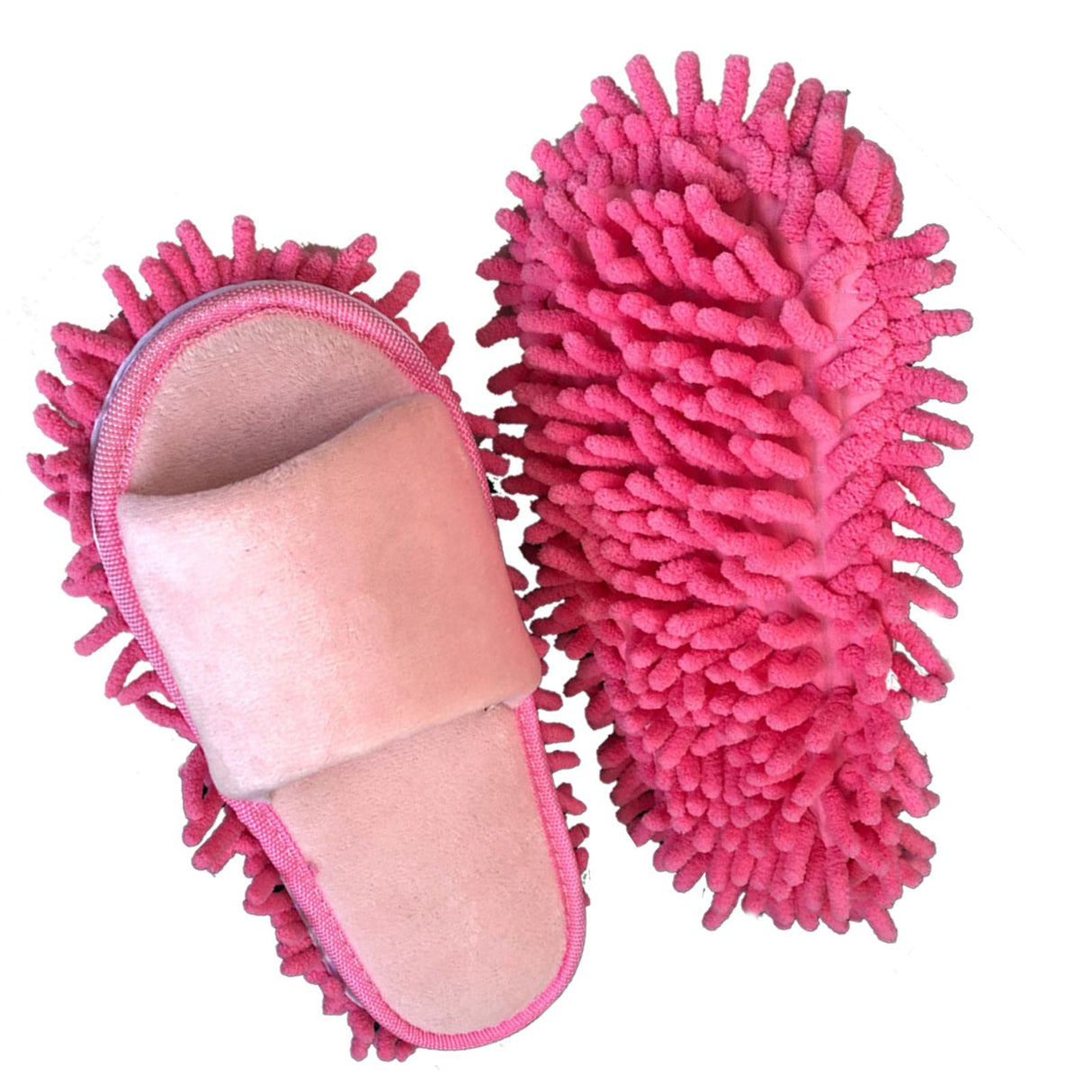 Floor Slippers Lazy Open Toed Mop Slipper Home Use Soft Pure Color Cleaning Slipper Pink M 39-41