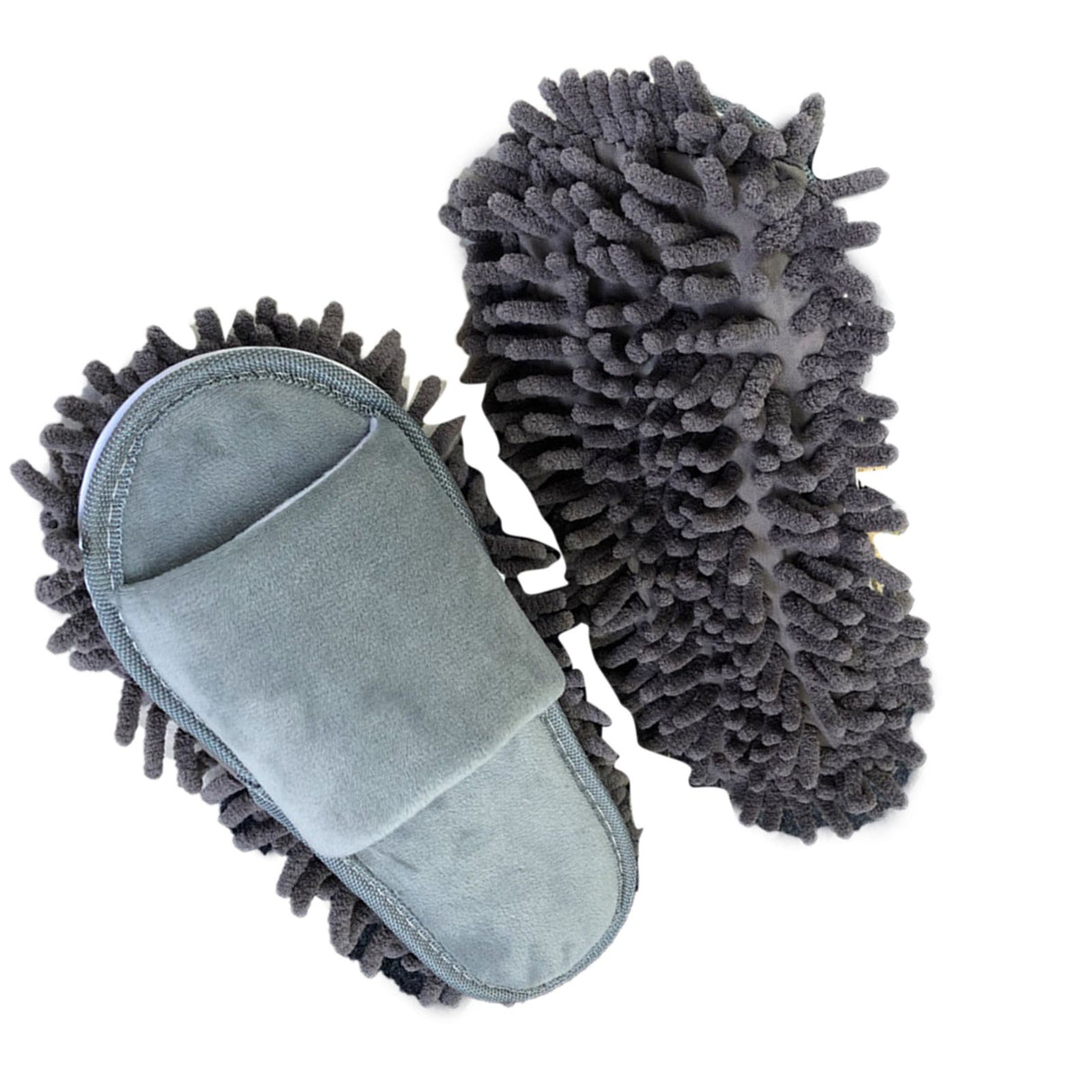 Floor Slippers Lazy Open Toed Mop Slipper Home Use Soft Pure Color Cleaning Slipper Grey M 39-41