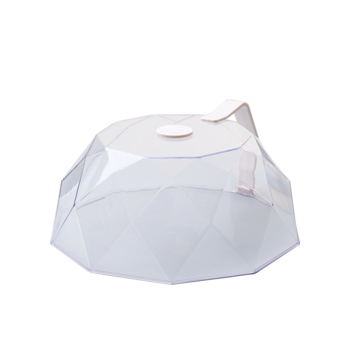 Geometric Microwave Splatter Cover Food Plate Lid with Steam Vents Handle Dustproof for Tray Pan Bowl White