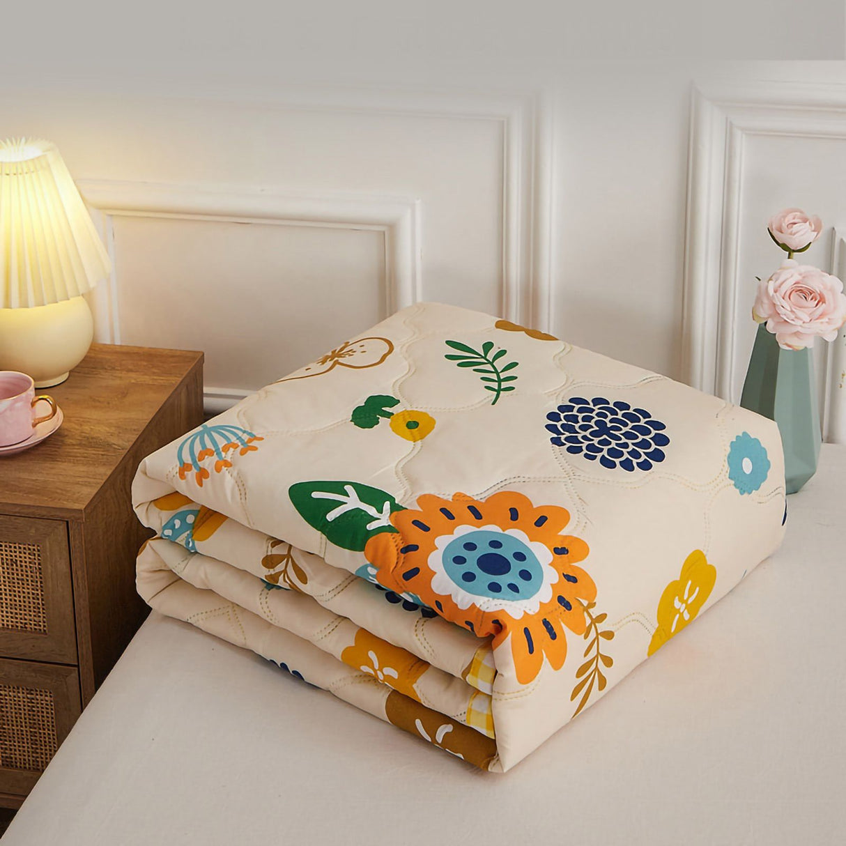 Summer Air Conditioner Quilt Machine Washable Soft Breathable Portable Air Conditioner Blanket Summer Comforter Sunflower Open 150x200cm