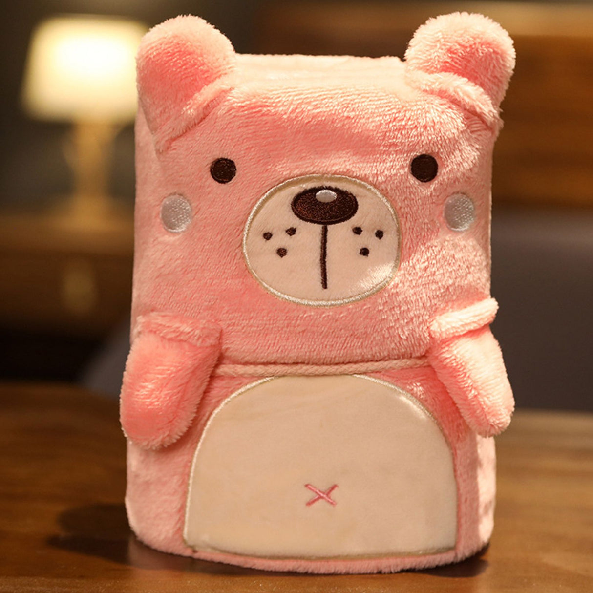 Flannel Blanket Cute Animal Shape Soft Skin Friendly Portable Nap Blanket for Sofa Bed Office Dormitory Pink Bear 80x100cm / 31.5x39.4in