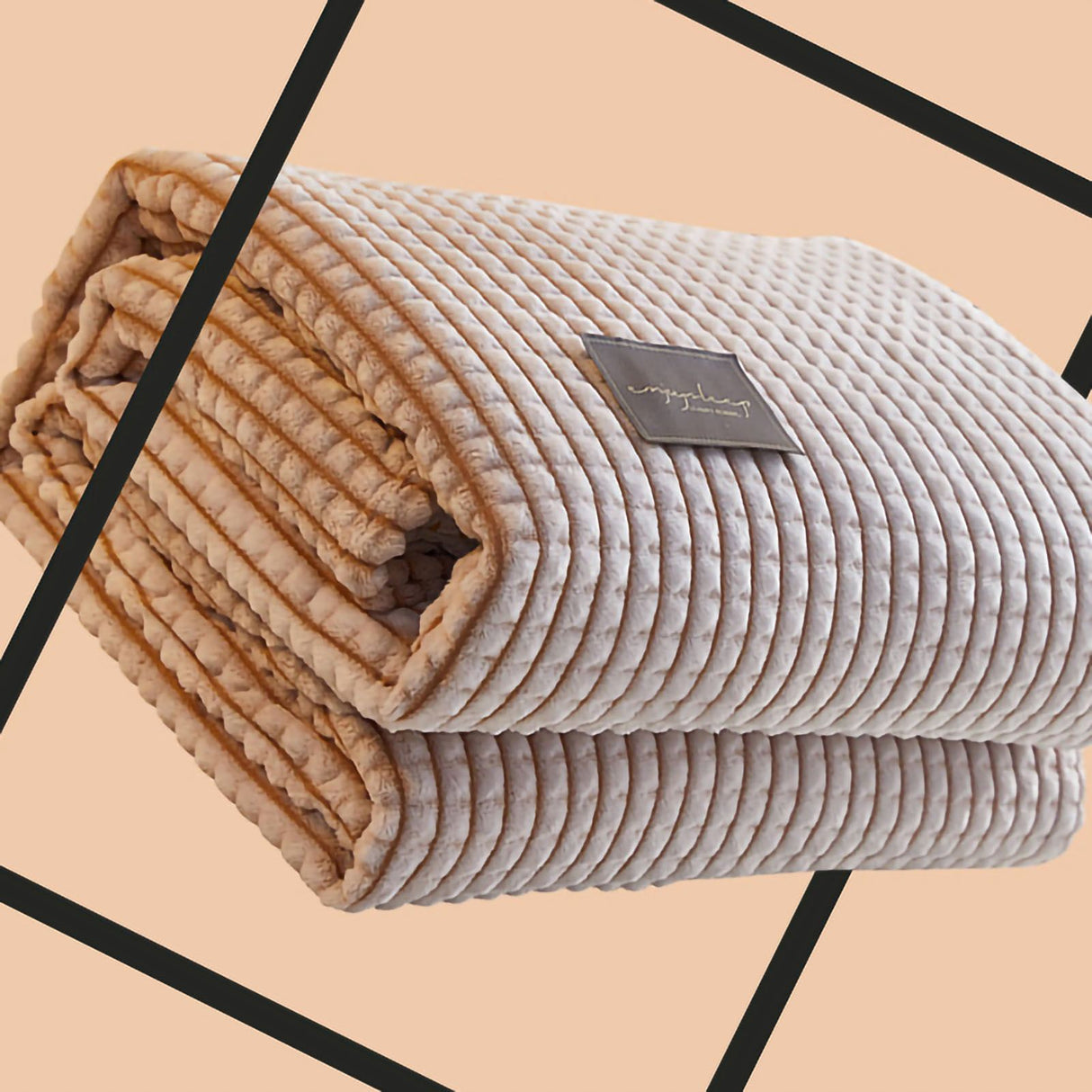 Air Conditioner Quilt Double Sided Soft Comfortable Cat Feeling Cut Flowers Portable Summer Cool Blanket for Office Sofa Khaki 70x100cm/27.6x39.4in