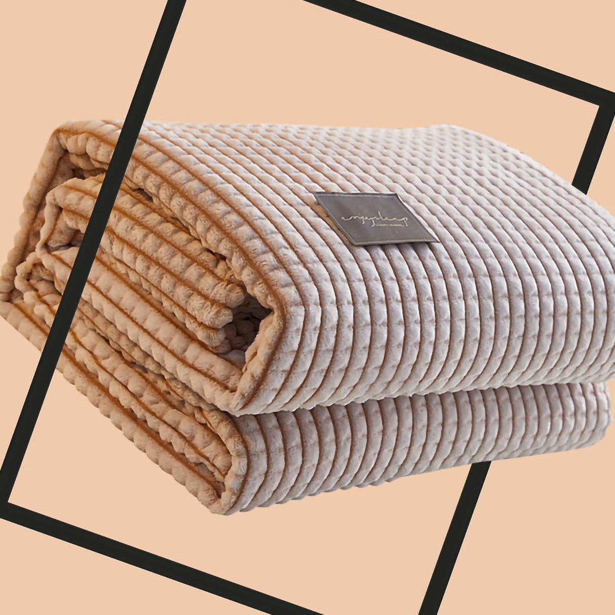Air Conditioner Quilt Double Sided Soft Comfortable Cat Feeling Cut Flowers Portable Summer Cool Blanket for Office Sofa Khaki 70x100cm/27.6x39.4in