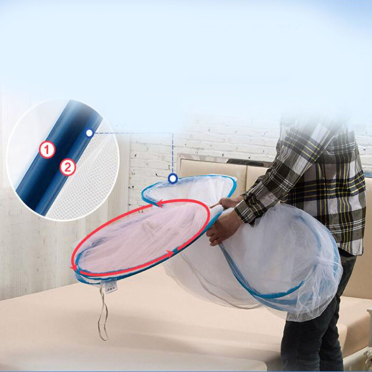 Mosquito Net Breathable Folding Design Portable Quick Installation for Home Travel Camping Single Door with Bottom 150x200x150cm/59.1x78.7x59.1in