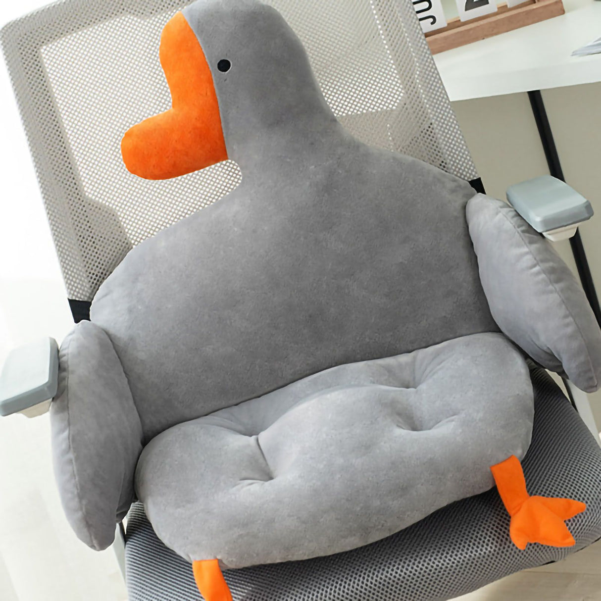 Office Cushion Soft Comfortable Strap Design Goose Shape One Piece Home Cushion for Students Adults Grey 80x40cm / 31.5x15.7in