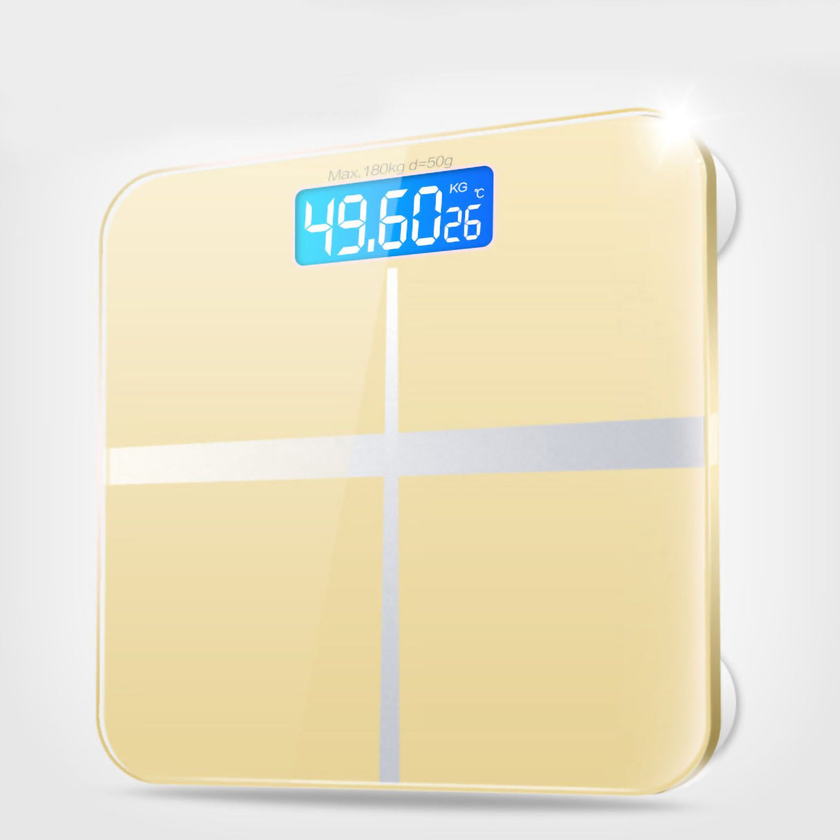 Digital Weight Scale Tempered Glass Smart Accurate Measurement Digital Weight Scale for Home Use Luxury Gold Color 26x26cm / 10.2x10.2in Battery Model