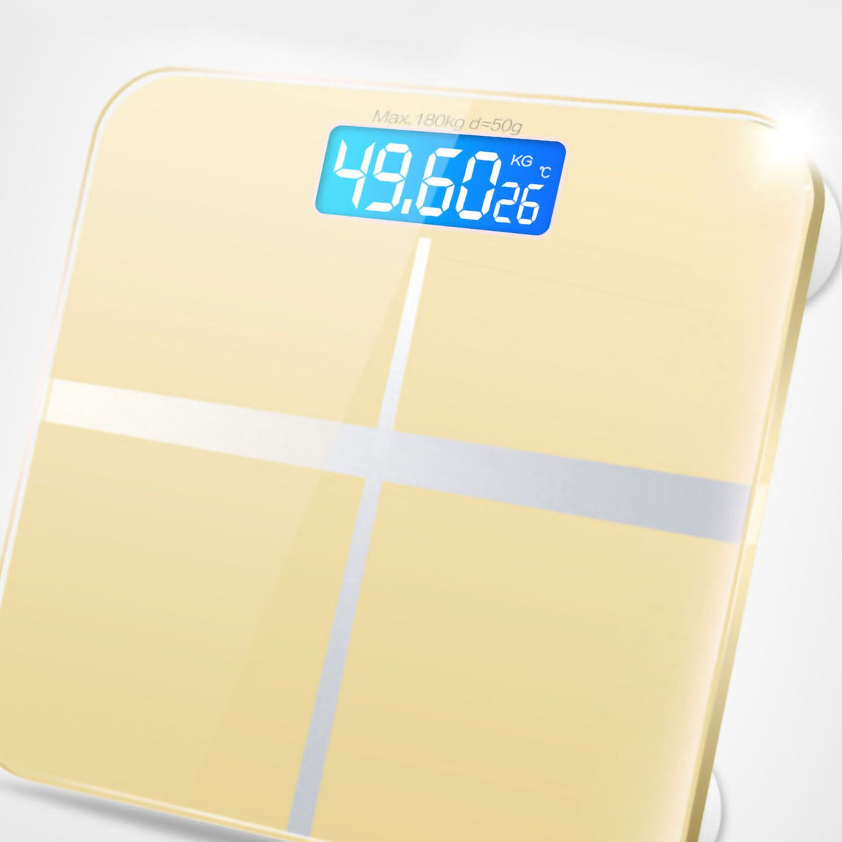 Digital Weight Scale Tempered Glass Smart Accurate Measurement Digital Weight Scale for Home Use Luxury Gold Color 26x26cm / 10.2x10.2in Battery Model