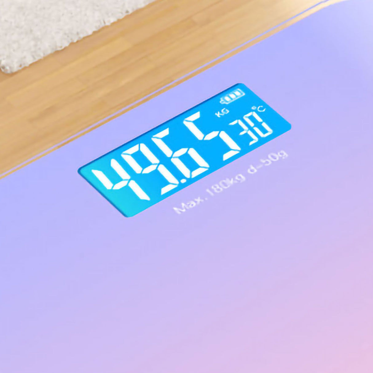 Digital Weight Scale Tempered Glass Smart Accurate Measurement Digital Weight Scale for Home Use LCD Gradient Purple 26x26cm / 10.2x10.2in Battery Model