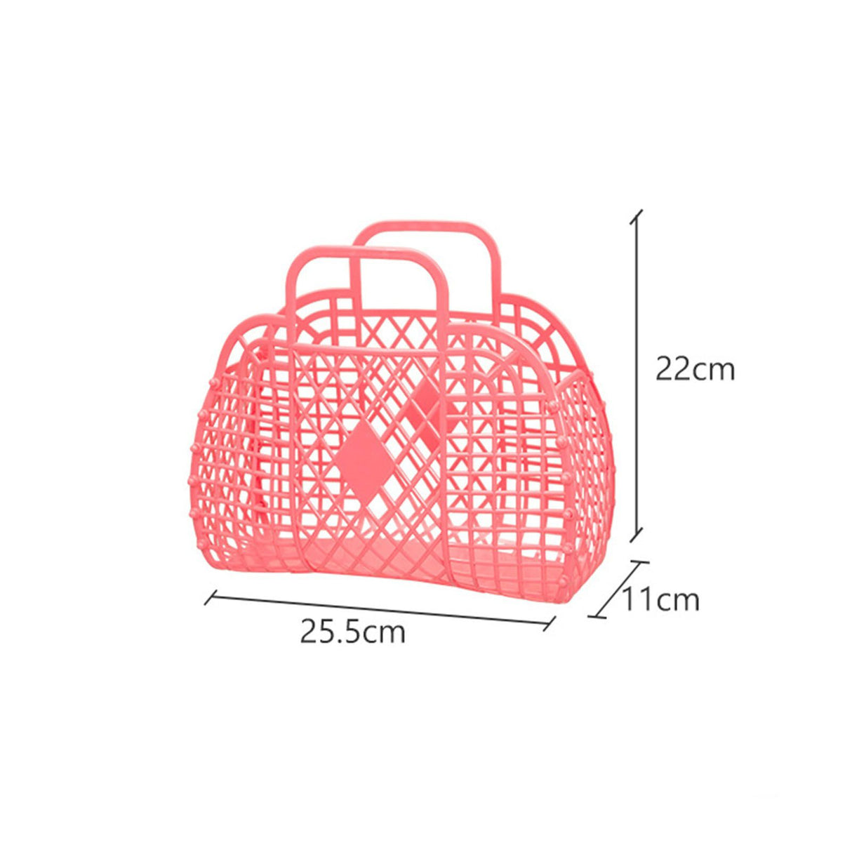 Hollow Storage Basket Plastic Reusable Portable Foldable Bag for Beach Home Bedside Shopping Toys Clothes Red 250x110x220mm/9.84x4.33x8.66in
