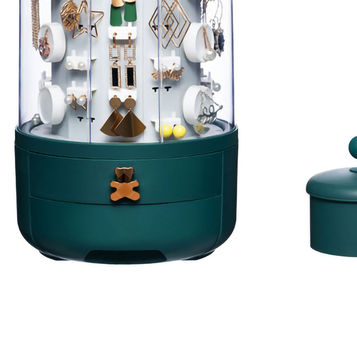 Jewelry Storage Box Table Dustproof Classification Large Capacity Earring Holder Stand for Women Standard Edition Green