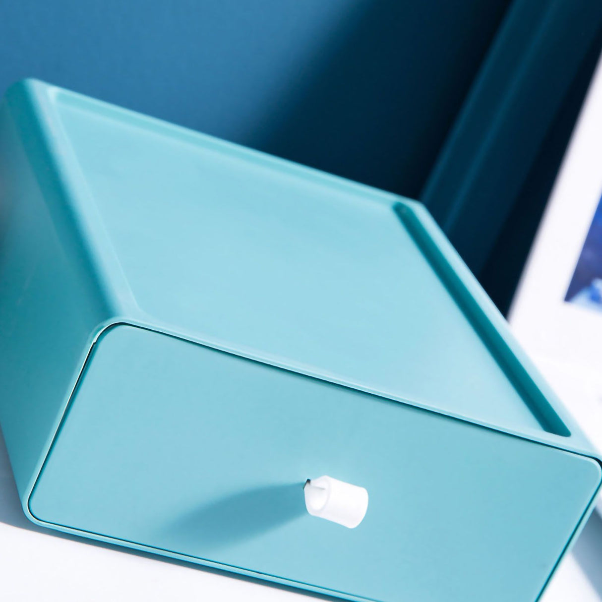 Desktop Storage Box Drawer Design Strong Load Bearing Stackable Desktop Organizer Storage Box for Stationery Green