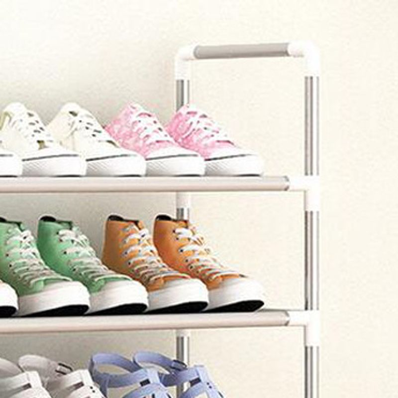 Multi Layer Shoe Rack Plastic Stackable Breathable Strong Compression Capability Shoe Storage Rack for Student Dormitory 5 Layers