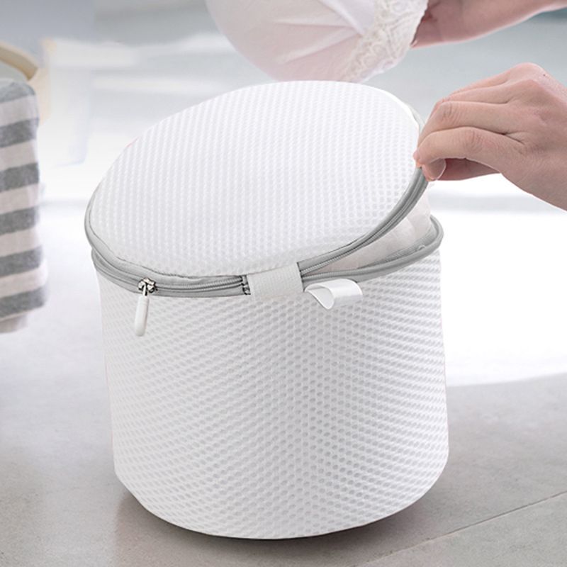Underwear Wash Bag Bracket Mesh Zipper Underwear Bra Laundry Bag for Machine Washing White Fabric Grey Zipper
