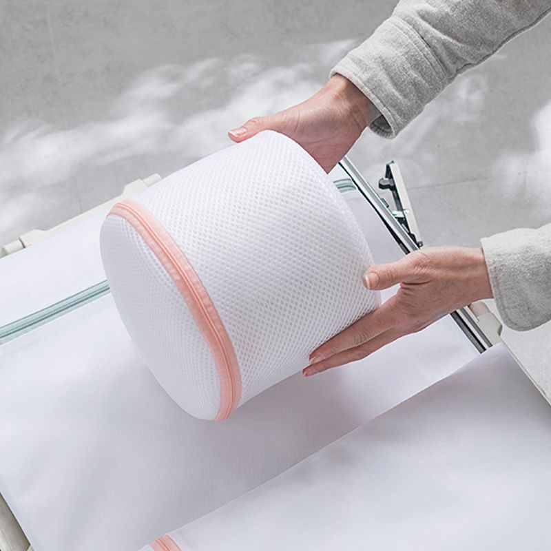 Underwear Wash Bag Bracket Mesh Zipper Underwear Bra Laundry Bag for Machine Washing White Fabric Dusty Pink Zipper